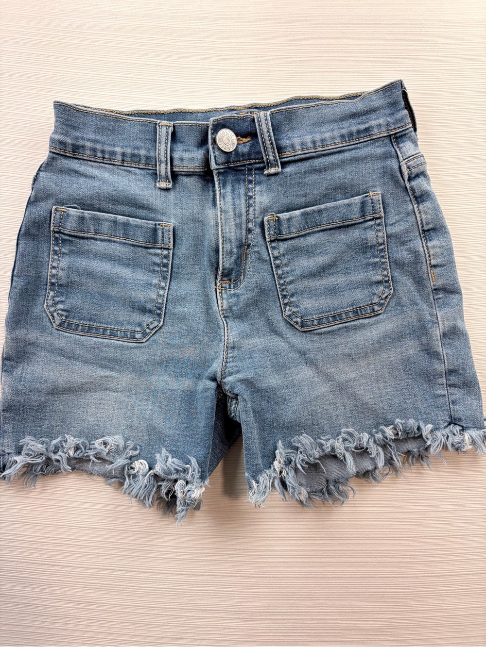 Frayed Hem Light Blue Denim Shorts for Kids